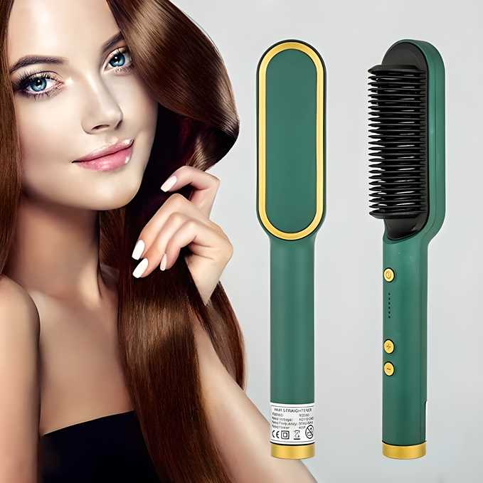 Professional Electric Hair Straightener Comb Brush – 3-in-1 Styling Tool